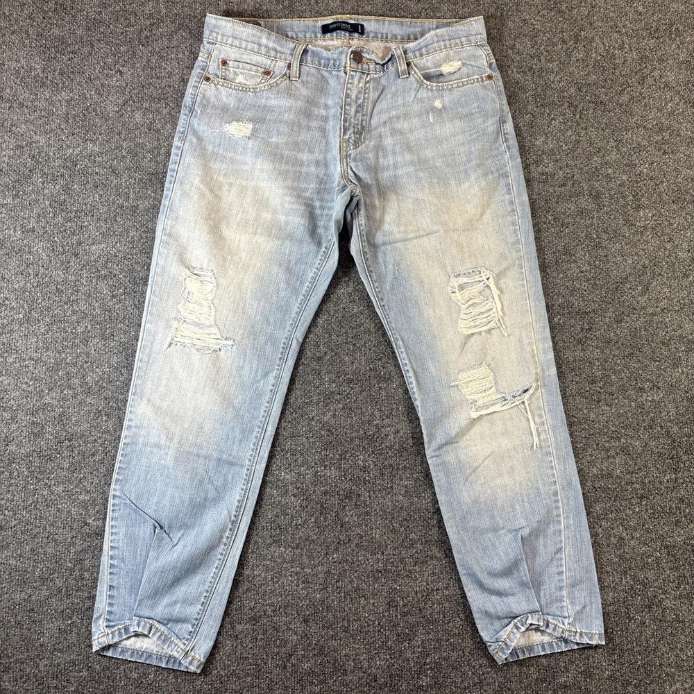 Levi's Boyfriend 513 Jeans Medium Size 11 Distressed Light Blue Denim